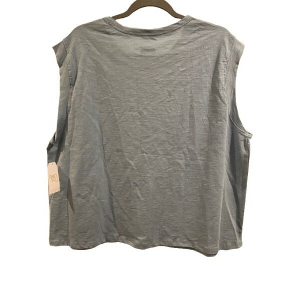 Women's XL 16-18 Muscle Tee Sleeveless Time & Tru relaxed Fit Blue Cotton - Picture 2 of 2